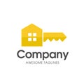 Creative square key of real estate logo