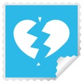 A creative square peeling sticker cartoon broken heart Royalty Free Stock Photo