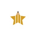Creative star pencil. Vector logo icon