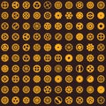 Creative steampunk seamless texture design. Clockwork gears vector infinite cogwheel pattern on dark background Royalty Free Stock Photo