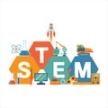 STEM Education Concept Illustration with Science Technology Engineering and Math Icons Royalty Free Stock Photo