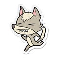 A creative sticker of a angry wolf running
