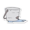 A creative sticker of a broken bucket cartoon