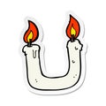 A creative sticker of a burning the candle at both ends cartoon