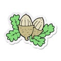 A creative sticker of a cartoon acorns