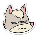 A creative sticker of a cartoon annoyed wolf face