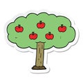 A creative sticker of a cartoon apple tree Royalty Free Stock Photo