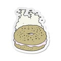 A creative sticker of a cartoon bagel