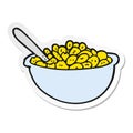 A creative sticker of a cartoon bowl of cereal