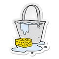 A creative sticker of a cartoon bucket of soapy water Royalty Free Stock Photo