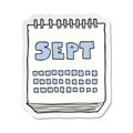 A creative sticker of a cartoon calendar showing month of September