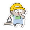 A creative sticker of a cartoon cat builder stopping for lunch Royalty Free Stock Photo