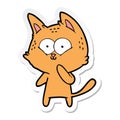 A creative sticker of a cartoon cat considering