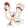 A creative sticker of a cartoon chicken running