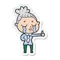 A creative sticker of a cartoon crying businesswoman