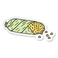 A creative sticker cartoon doodle of fresh corn on the cob Royalty Free Stock Photo