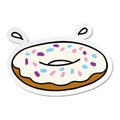 A creative sticker cartoon doodle of an iced ring donut