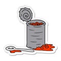 A creative sticker cartoon doodle of an opened can of beans Royalty Free Stock Photo