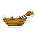 A creative sticker cartoon doodle of a wooden boat Royalty Free Stock Photo