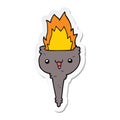 A creative sticker of a cartoon flaming chalice Royalty Free Stock Photo