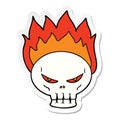 A creative sticker of a cartoon flaming skull