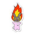 sticker of a cartoon flaming skull rabbit Royalty Free Stock Photo