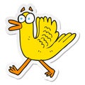 A creative sticker of a cartoon flapping duck