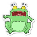 A creative sticker of a cartoon funny frightened frog Royalty Free Stock Photo