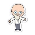 A creative sticker of a cartoon genius scientist