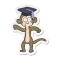 A creative sticker of a cartoon graduate monkey