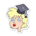 A creative sticker of a cartoon graduate woman