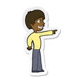 A creative sticker of a cartoon grinning boy pointing Royalty Free Stock Photo