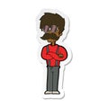 A creative sticker of a cartoon hipster man with mustache and spectacles Royalty Free Stock Photo