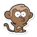 A creative sticker of a cartoon hooting monkey