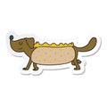 A creative sticker of a cartoon hotdog