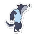 sticker of a cartoon howling werewolf