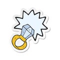 A creative sticker of a cartoon huge engagement ring Royalty Free Stock Photo