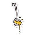 A creative sticker of a cartoon ladle of soup