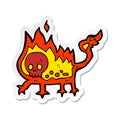 A creative sticker of a cartoon little fire demon Royalty Free Stock Photo