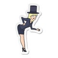 A creative sticker of a cartoon magician woman