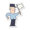 A creative sticker of a cartoon man waving flag Royalty Free Stock Photo