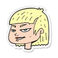 A creative sticker of a cartoon mean looking girl