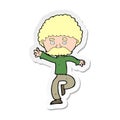 A creative sticker of a cartoon mustache man disco dancing Royalty Free Stock Photo