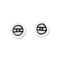 A creative sticker of a cartoon narrowed eyes