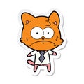 A creative sticker of a cartoon nervous business cat