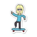 A creative sticker of a cartoon old skater Royalty Free Stock Photo
