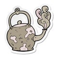 A creative sticker of a cartoon old tea pot Royalty Free Stock Photo