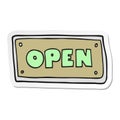 A creative sticker of a cartoon open sign Royalty Free Stock Photo