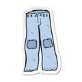 A creative sticker of a cartoon patched old jeans
