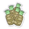 A creative sticker of a cartoon pineapples